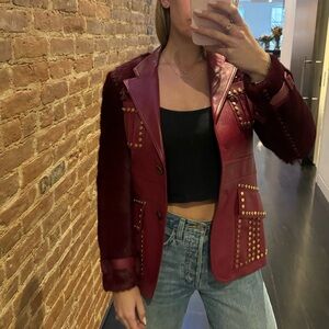 Red leather Prada Blazer Size 38